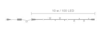 Вулична гірлянда LUMION "Нитка" 100LED 10m 230V колір зелений/білий, IP44 статич. 2049-1-DE фото