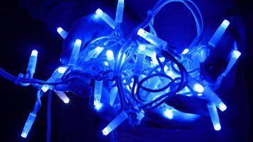 Гірлянда вулична бахрома LUMION 90Led 2x0,5m 230V&nbsp;синій IP44 статич. 2037-DE фото
