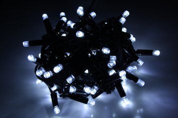 Гірлянда вулична LUMION нитка 100LED 10m 230V біла/чорний, з повільним мерехтінням, IP44 EN 20510-DE фото