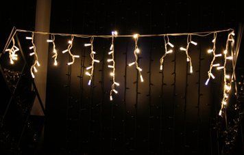 Гірлянда вулична LUMION бахрома 120Led 2x0,9m 230V білий теплий/білий, мерехтіння 12Led IP44 EN 20140-DE фото